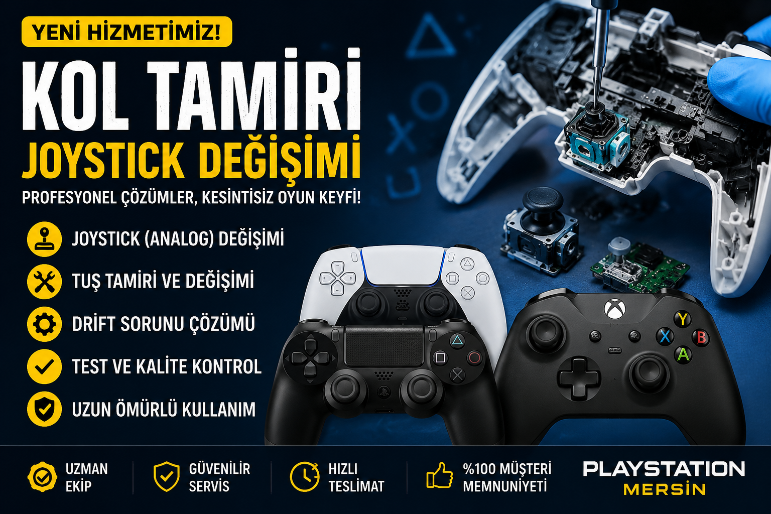Oyun Konsolu Kol Tamiri ve Joystick (Analog) Değişimi Hizmetimiz Başladı