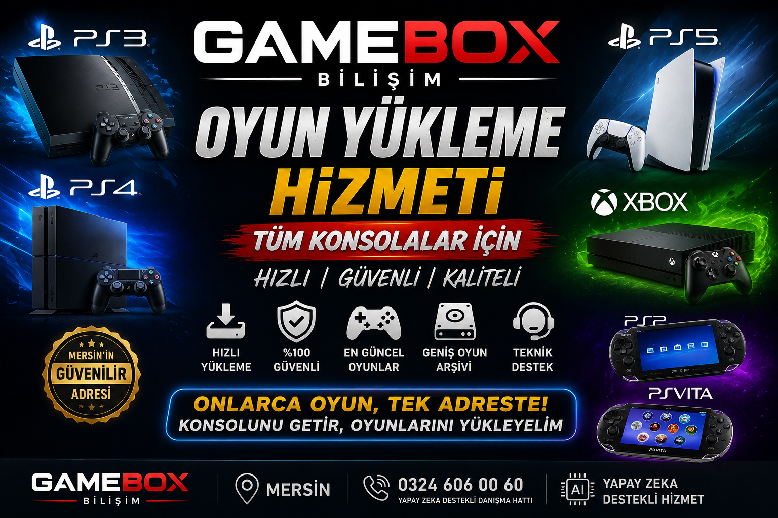 GAMEBOX BİLİŞİM’DEN OYUN YÜKLEME HİZMETİ! PS3, PS4, PS5, Xbox, PSP ve PS Vita İçin Profesyonel Çözümler
